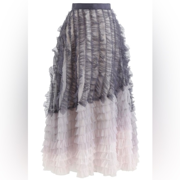 Chicwish Dresses & Skirts - Chicwish Gradient Tiered Ruffle Mesh Tulle Maxi Skirt